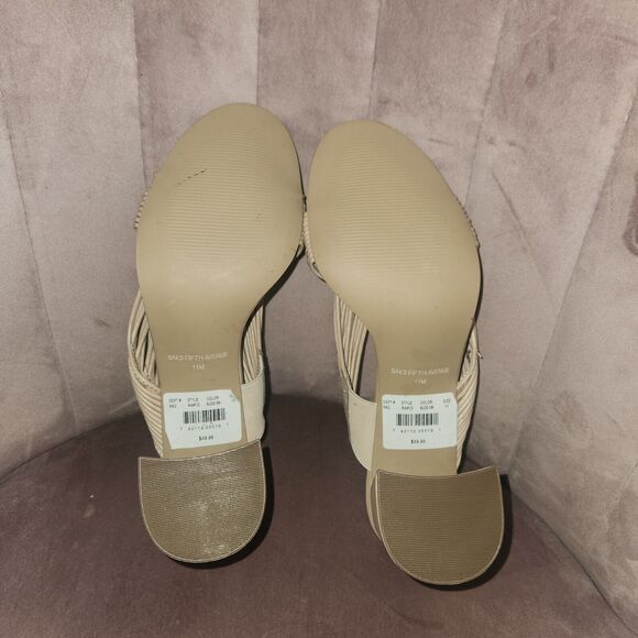 NWT Saks Fifth Avenue Rapid Nude-SM Block heel sandals Sz 11M Boho Chic - Picture 6 of 6